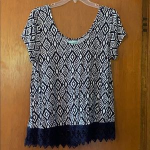 Blue patterned blouse